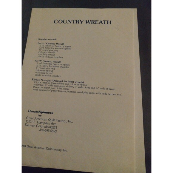 1984 Dream Spinners by Great American Quilt Factory, Inc. "Country Wreath" - Picture 2 of 2